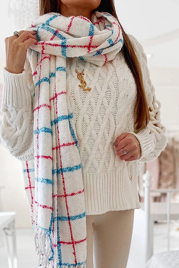 Rachael Weißer karierter Schal 2