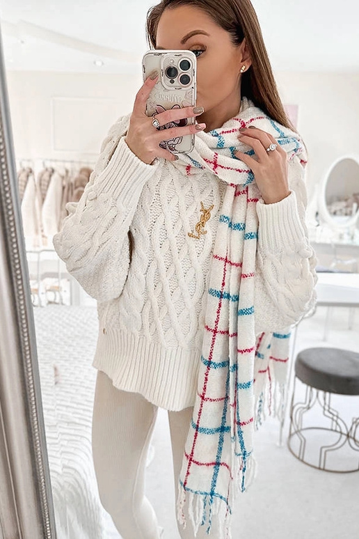 Rachael Weißer karierter Schal Rachael Weißer karierter Schal