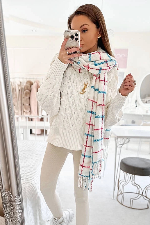 Rachael Weißer karierter Schal Rachael Weißer karierter Schal