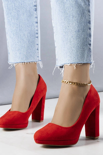 Rote Pumps mit Blockabsatz Leonard