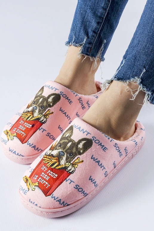 Rosa, weiche Pommes-Hausschuhe