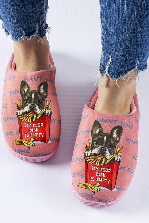 Weiche Pommes-Hausschuhe in Dunkelrosa