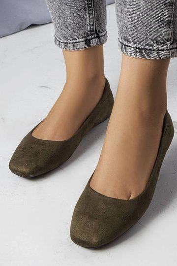 Jules grüne Kunstvelours-Balletschuhe