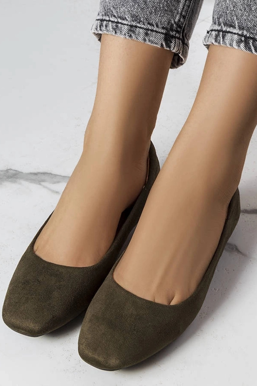 Jules grüne Kunstvelours-Balletschuhe