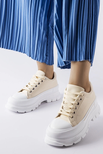 Beige Sneakers mit hohem...