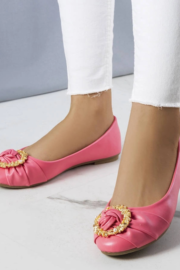 Rosa Ballerinas mit Goldverzierung Antoinette 2