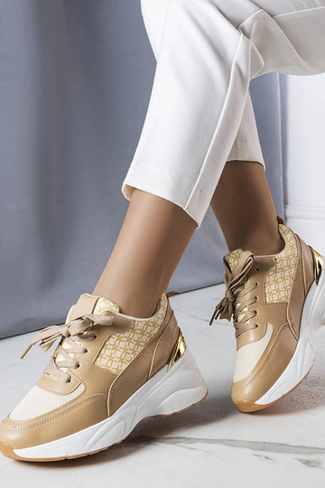 Beige Sneaker mit Lora-Monogramm verziert 2
