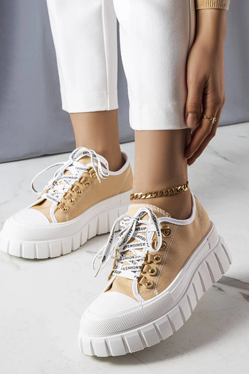 Beigefarbene Plateau-Sneakers Toni