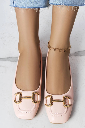 Rosa Ballerinas mit Goldverzierung Iris