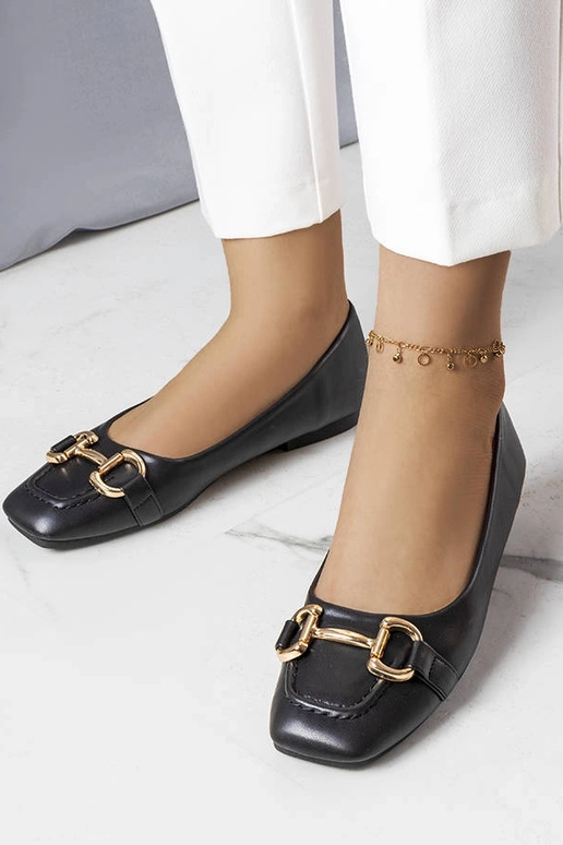 Schwarze Ballerinas mit goldener... Schwarze Ballerinas mit goldener...