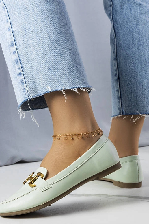 Grüne Loafer mit Goldverzierung Regina