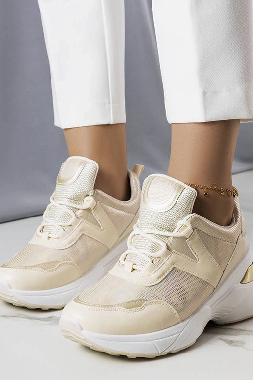 Beige Sneakers mit metallischen... Beige Sneakers mit metallischen...