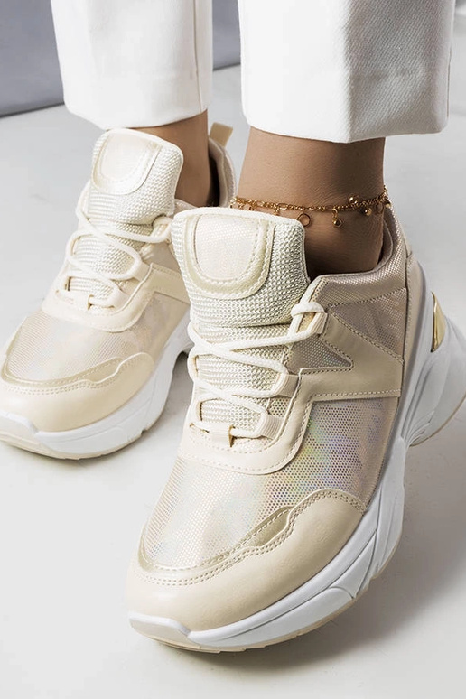 Beige Sneakers mit metallischen... Beige Sneakers mit metallischen...
