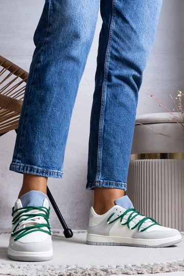 Graue Damen-Sneaker mit grünen Schnürsenkeln Arcobaleno 2