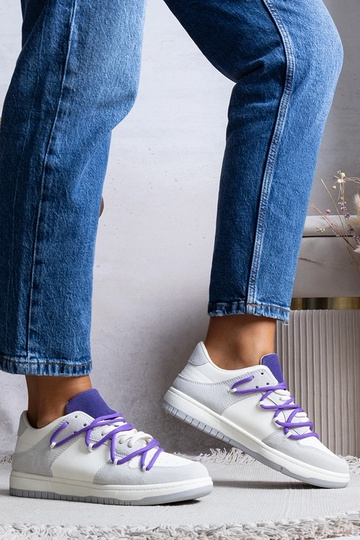 Graue Sneaker Damen Sneaker lila Schnürsenkel Arcobaleno