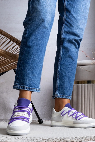 Graue Sneaker Damen Sneaker lila Schnürsenkel Arcobaleno 2
