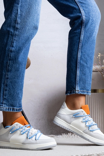 Graue Damen Sneakers blaue Schnürsenkel Arcobaleno