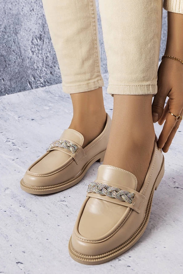 Beige Mokassins mit...