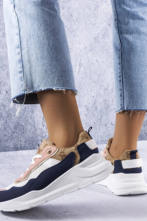 Marineblaue Sneakers mit goldenen...