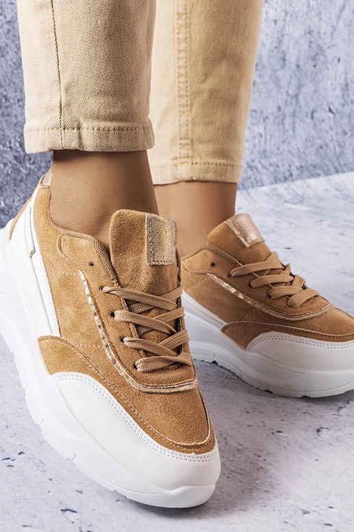 Sandfarbene Kunstvelours-Sneaker Dupuis