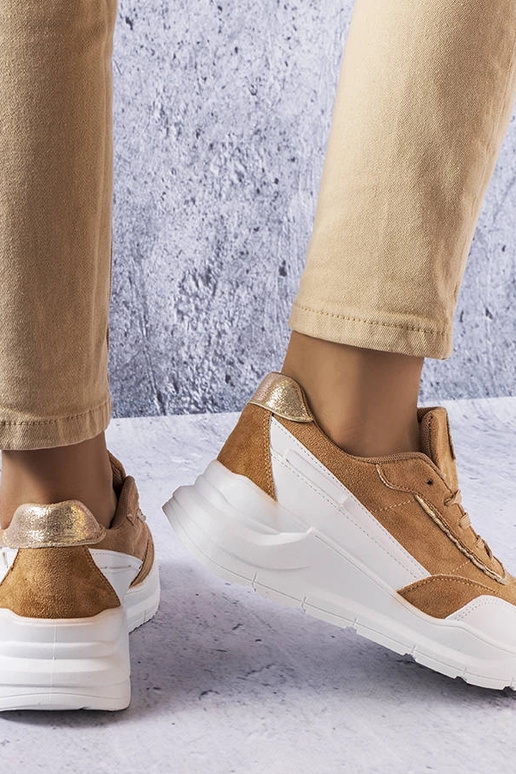 Sandfarbene Kunstvelours-Sneaker Dupuis