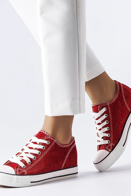Rote Glitzer-Keilsneakers „Crete“ Rote Glitzer-Keilsneakers „Crete“