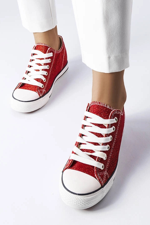 Rote Glitzer-Keilsneakers „Crete“ Rote Glitzer-Keilsneakers „Crete“