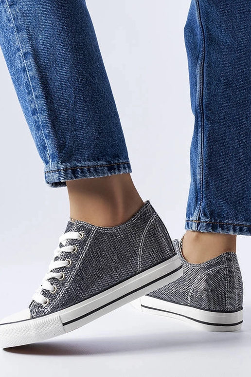 Schwarze Glitzer-Keilsneakers „Crete“ Schwarze Glitzer-Keilsneakers „Crete“