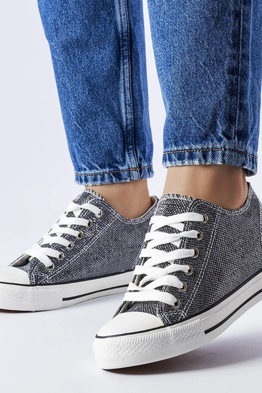 Schwarze Glitzer-Keilsneakers „Crete“ Schwarze Glitzer-Keilsneakers „Crete“