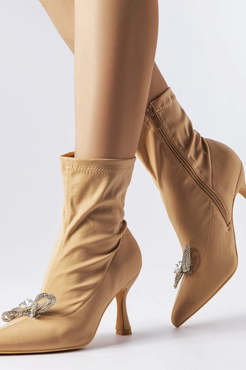 Beige Stiefeletten mit...