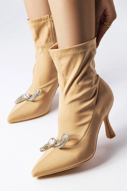 Beige Stiefeletten mit...