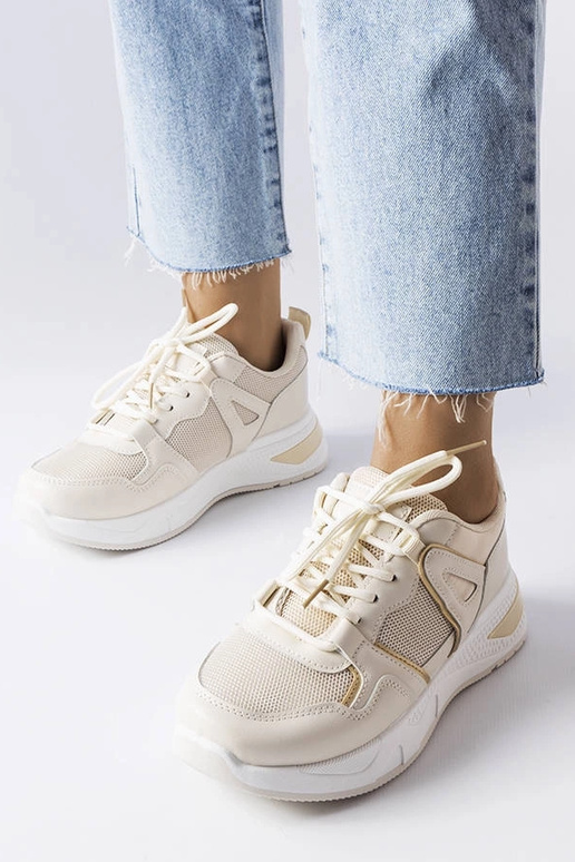 Beige Sneaker aus Materialmix Caya