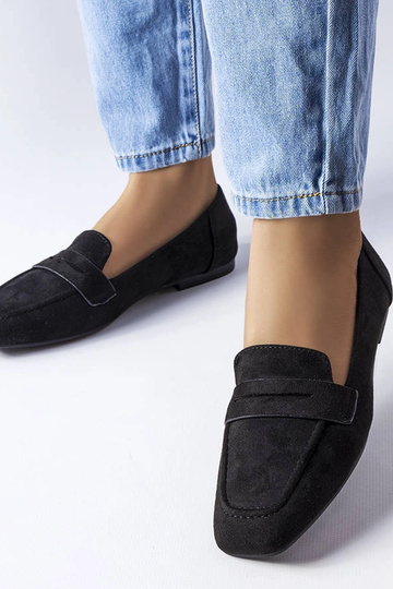 Schwarze Meileur Kunstvelours-Balletschuhe