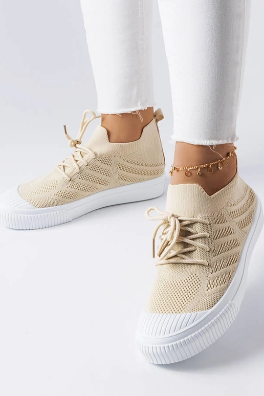 Beige Sneakers aus elastischem Stoff... Beige Sneakers aus elastischem Stoff...