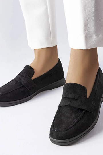 Schwarze Ferragus Kunstvelours-Balletschuhe
