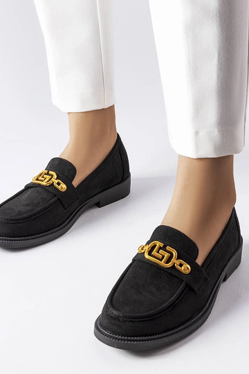 Schwarze elegante Loafer mit Ouellet-Verzierung