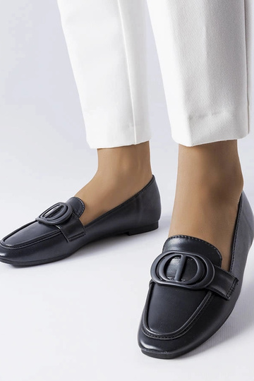 Schwarze Loafer mit Poissonnier-Schnalle