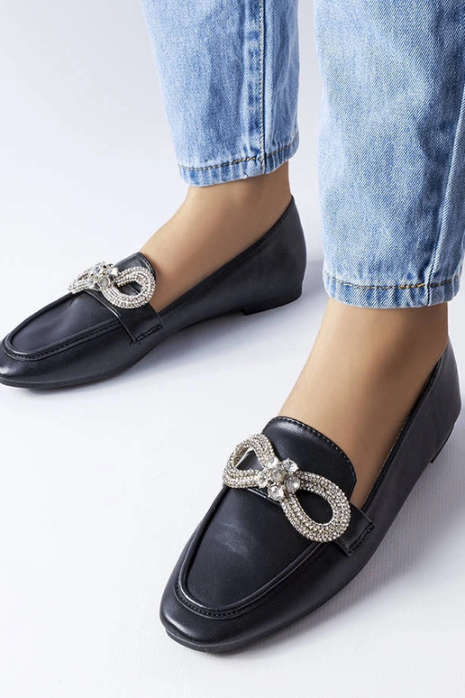 Schwarze Loafer mit Zirkonen Quirion Schwarze Loafer mit Zirkonen Quirion