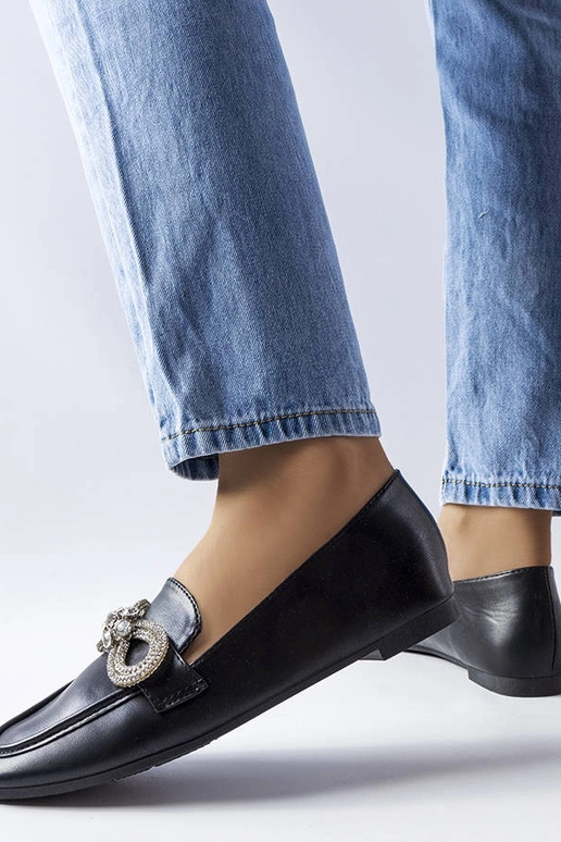 Schwarze Loafer mit Zirkonen Quirion Schwarze Loafer mit Zirkonen Quirion