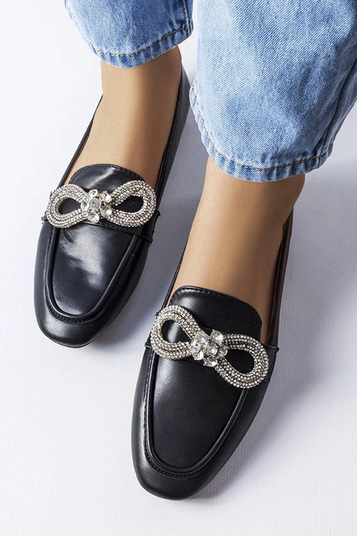 Schwarze Loafer mit Zirkonen Quirion Schwarze Loafer mit Zirkonen Quirion