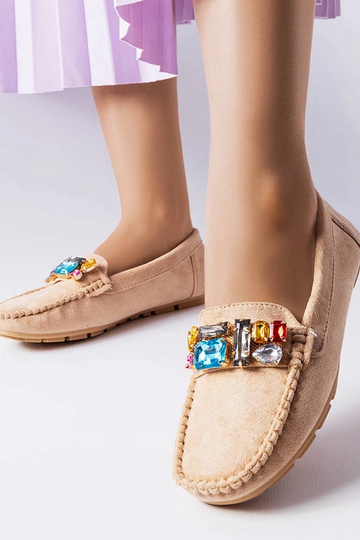 Beige Mokassins mit...