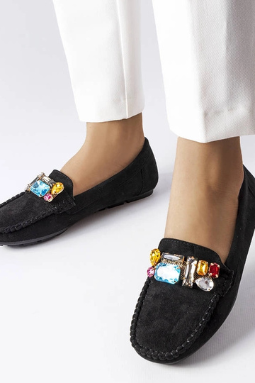 Schwarze Mokassins mit...