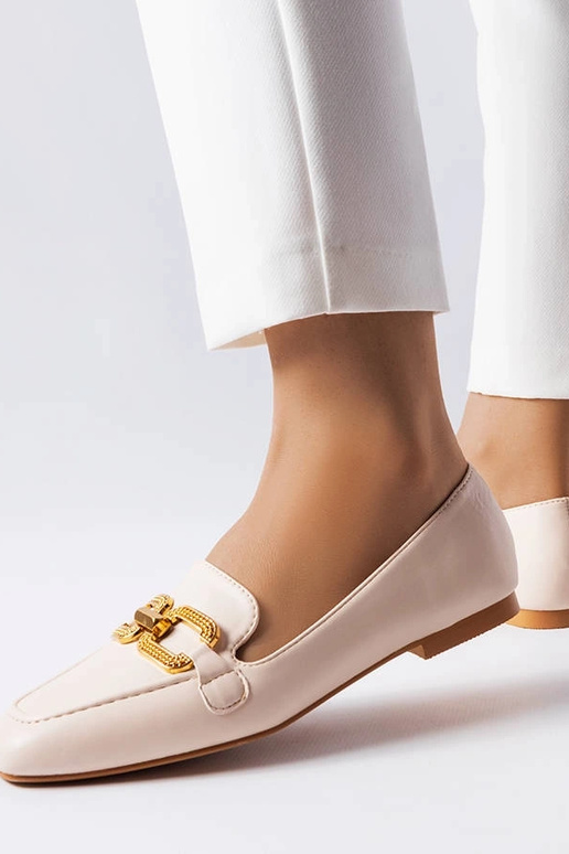 Beige Mokassins mit Rousseau-Schnalle Beige Mokassins mit Rousseau-Schnalle