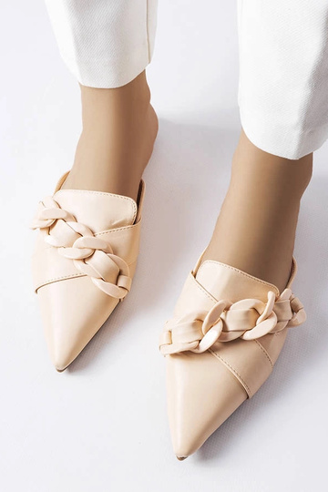 Beige elegante Flip-Flops mit Patenaude-Kette