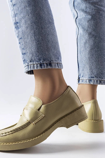 Grüne elegante Leder-Loafer mit dicker Sohle Élodie 2