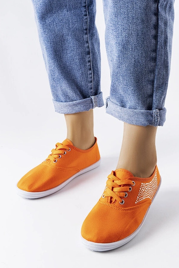 Orangefarbene Sneakers mit...
