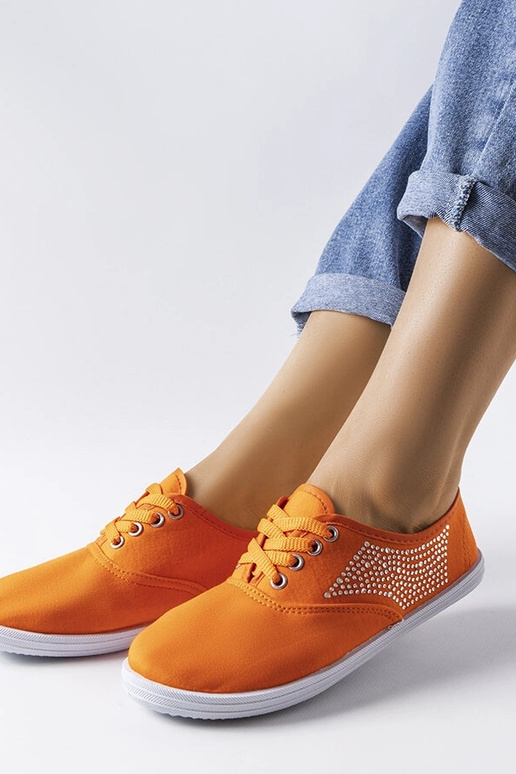 Orangefarbene Sneakers mit Zirkonia... Orangefarbene Sneakers mit Zirkonia...