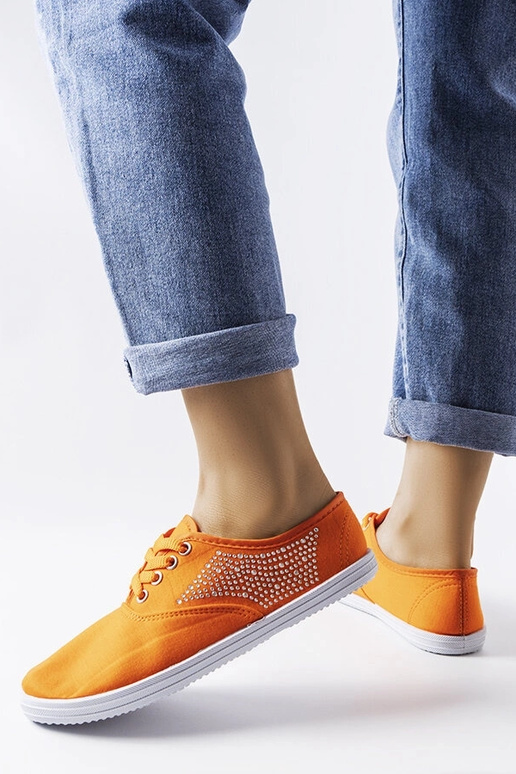 Orangefarbene Sneakers mit Zirkonia... Orangefarbene Sneakers mit Zirkonia...