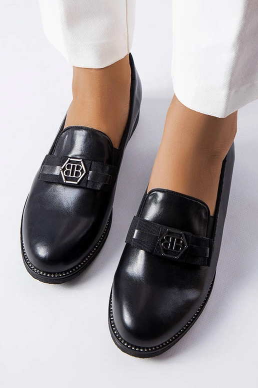 Schwarze dekorative Mokassins Tanguy