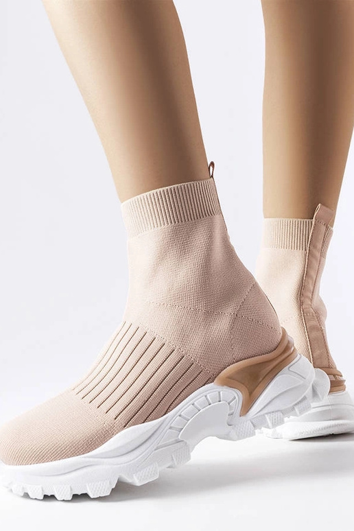 Beige Sneaker mit elastischem... Beige Sneaker mit elastischem...